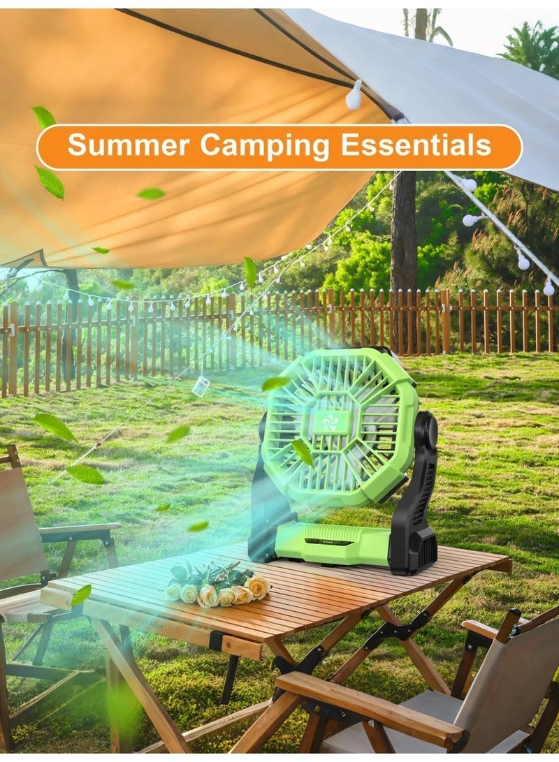 يوفيهي مروحة طاولة، مروحة تخييم، مروحة محمولة، مروحة مكتب قابلة لإعادة الشحن، سرعة قابلة للتعديل مع خطاف، مناسبة للتخييم والمشي لمسافات طويلة والشواء، للاستخدام الداخلي والخارجي، للمنزل والمكتب والسفر (تعمل بمنفذ USB). - Image 2